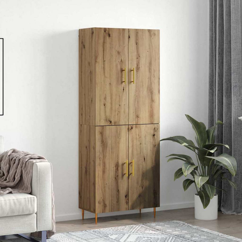 Highboard 69.5 X 34 X 180 Cm Engineered Wood, Artisan Oak