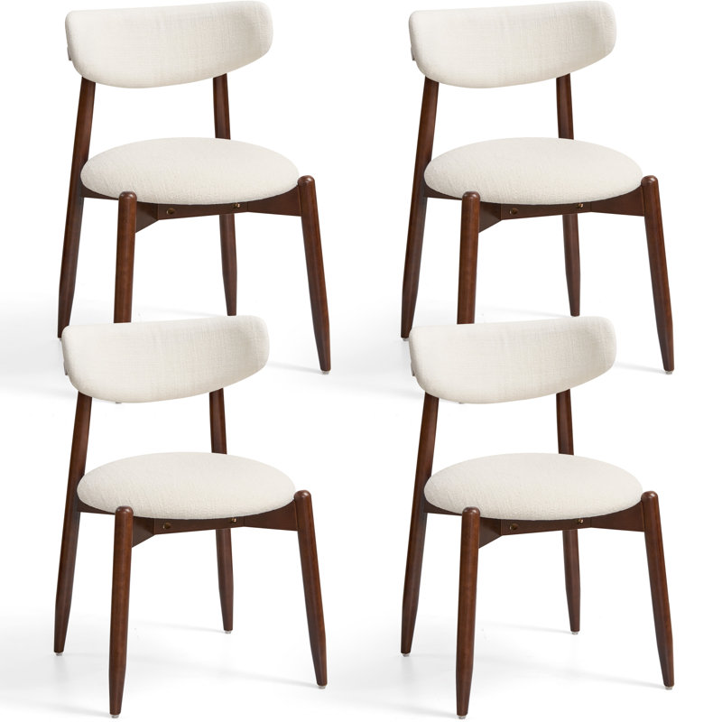 Upholstered Dining Chairs Modern Side Chairs (Set of 4), Cream, Brown