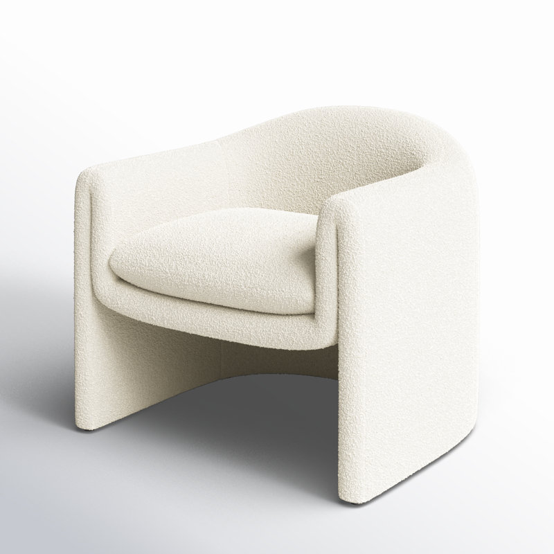 Fauteuil demi-tonneau 32,87 po Pollman, Bouclé ivoire