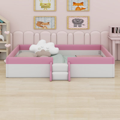 Upholstered Daybed Frame With Fence And Stairs