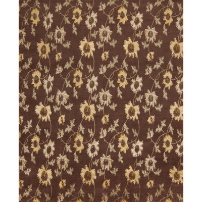 Modern Tibet Hand Knotted Floral Area Rug in Brown
