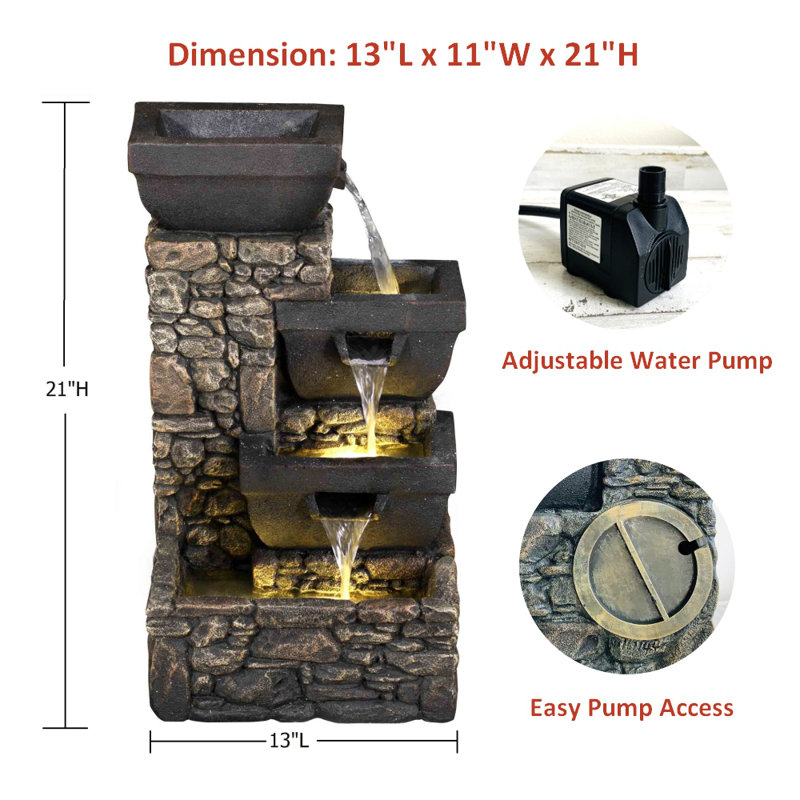 Fontaine en résine avec lumière DEL Sevval Labyrinth