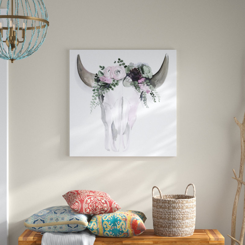 «Bohemian Horns I», peinture sur toile, H 36 po x l 36 po, Toile tendue