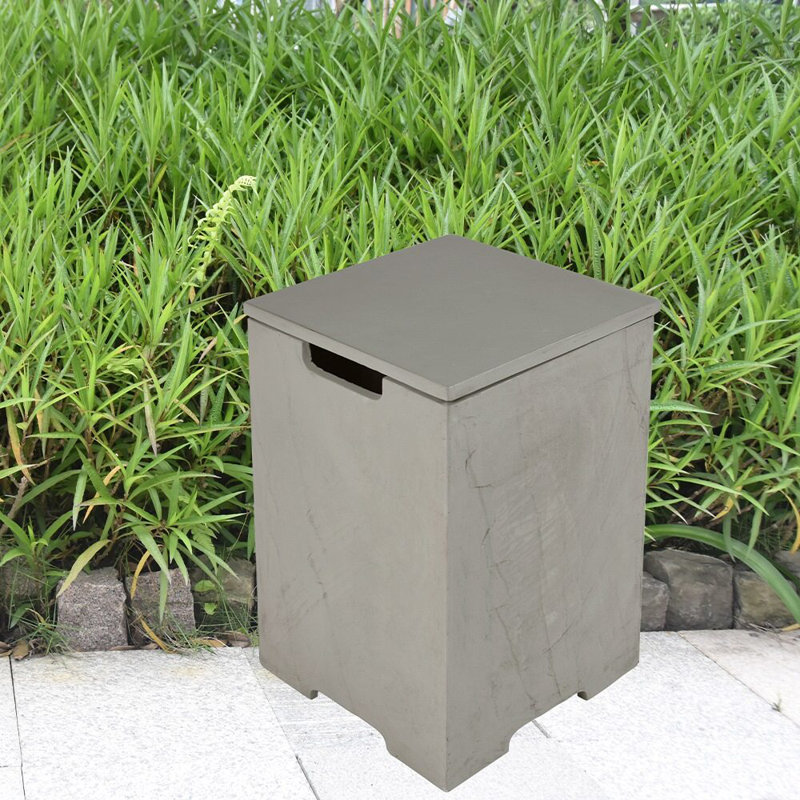 Gray Glass-Fiber Reinforced Concrete Propane Tank Cover Table