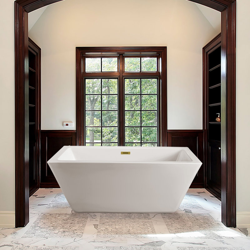 1785.6mm x 800.1mm Soaking Acrylic Bathtub, Brushed Gold