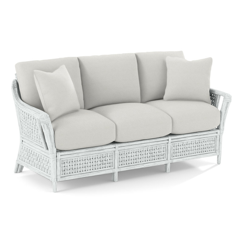 Boca Upholstered 78'' Sofa, Blue Buffalo Check, Frost White