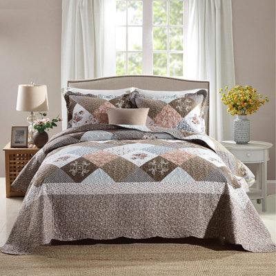3-Piece Queen Quilt Sets With Shams Oversized Bedding Bedspread Reversible Soft Coverlet Set, Queen Size