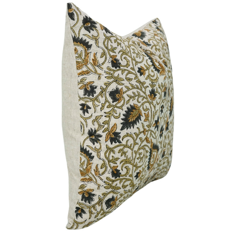 Housse de coussin en coton Floral, H 12 po x l 20 po, Rectangulaire
