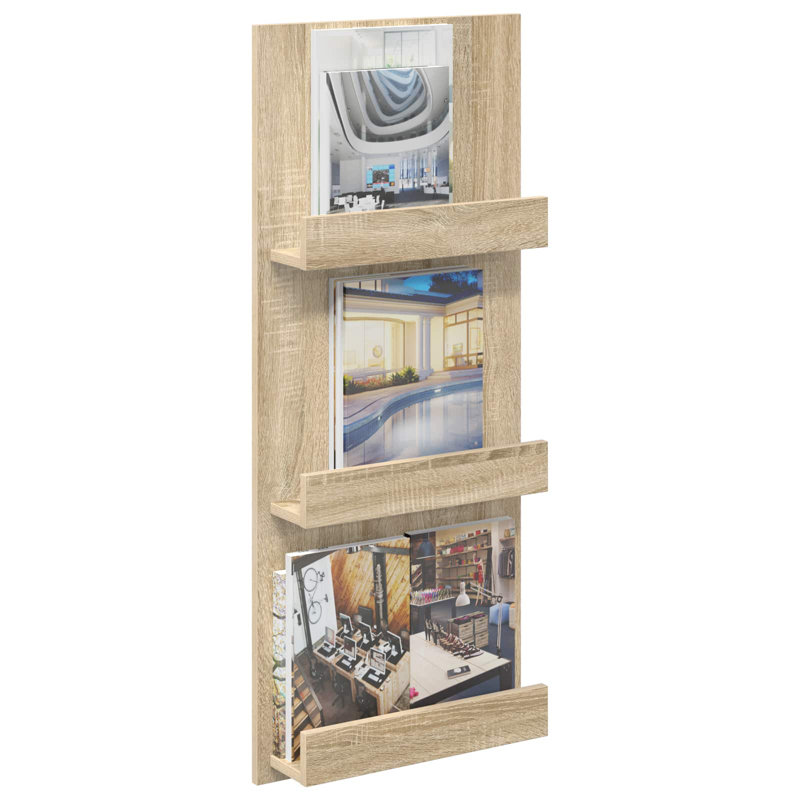 Wood Free Standing Magazine Rack, Beige