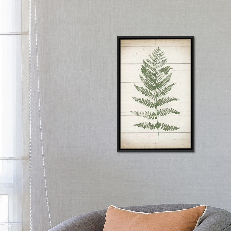 « palm print ii », impression sur toile, H 26 po x l 18 po x P 1,5 po, Toile avec cadre noir, Pas de tapis
