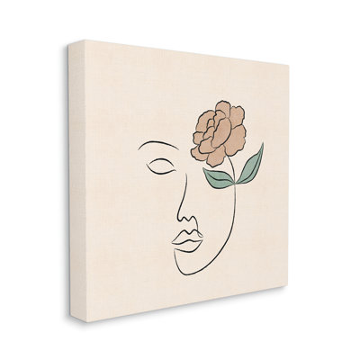 «Floral Outline Casual Doodle Abstract Woman Face» par JJ Design House LLC - impression sur toile tendue