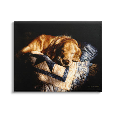«Au-888-Canvas Cozy Dog Sleeping Quilt Animal on Canvas» par Sueellen Ross, peinture