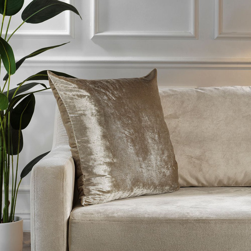Housse de coussin en velours brillant, Beige, Rectangular 12"H x 20"W