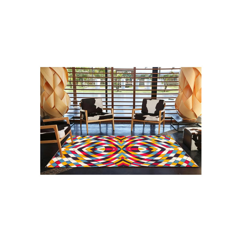 Tapis décoratif créatif et moderne avec des motifs géométriques mixtes, Rectangle 2 pi 4 po x 4 pi