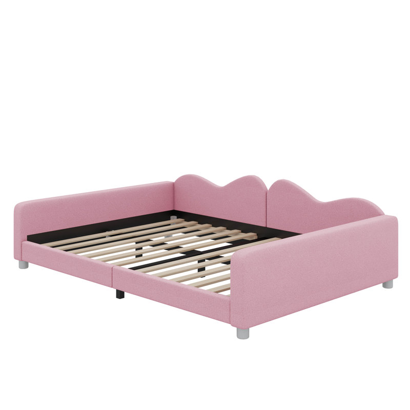 Canapé-lit rembourré avec dossier en forme de nuage, Double, Rose