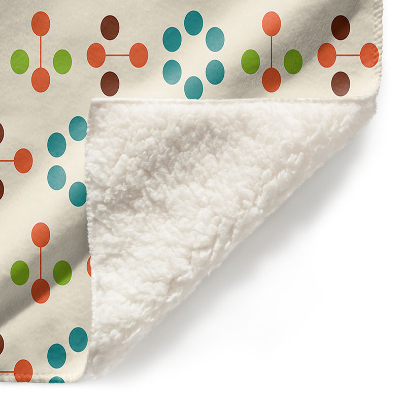 Couverture fleur Mid-Century, 51 po x 60 po, Turquoise