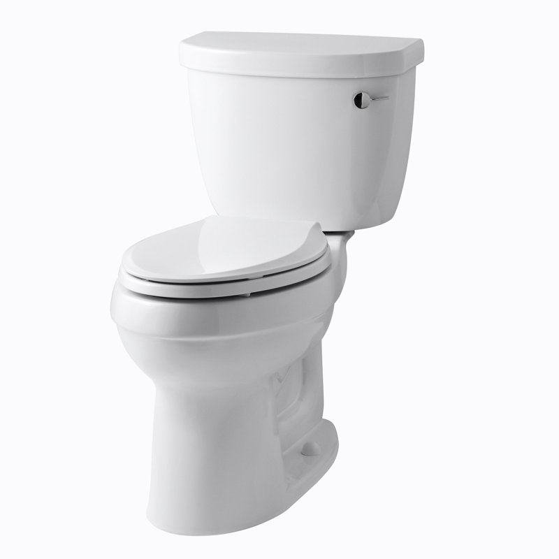 Cimarron Comfort Height Two-Piece Elongated 1.6 GPF Toilet with Aquapiston Flush Technology, Left-Hand Trip Lever and Tank Locks