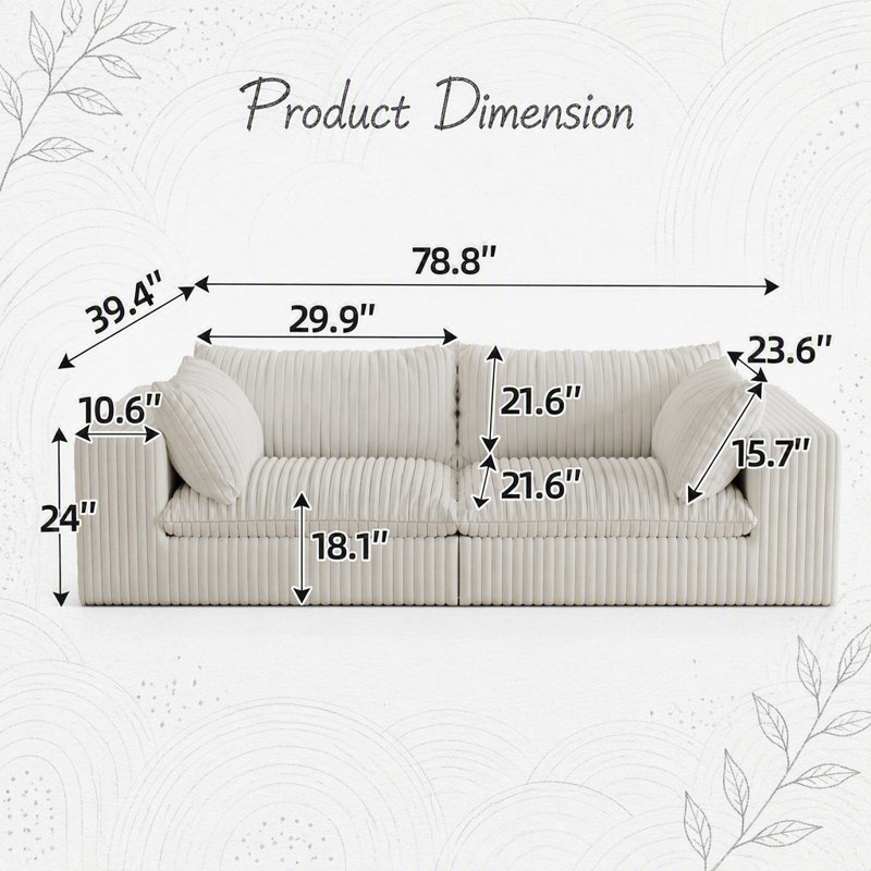 Modular Feather-Filled Sofa with High-Density Compression