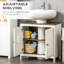 Armoire de salle de bain Modern Modern, armoire sous-lavabo sur pied, armoire de rangement autoportante avec tablette réglable, portes doubles, blanc antique