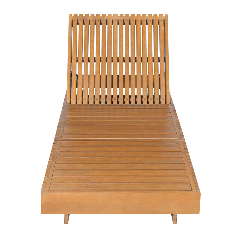 Christopher Knight Home 27.2" W x 76.8" D x 5.9" H Acacia Solid Wood Reclining Chaise Lounge with Cushion