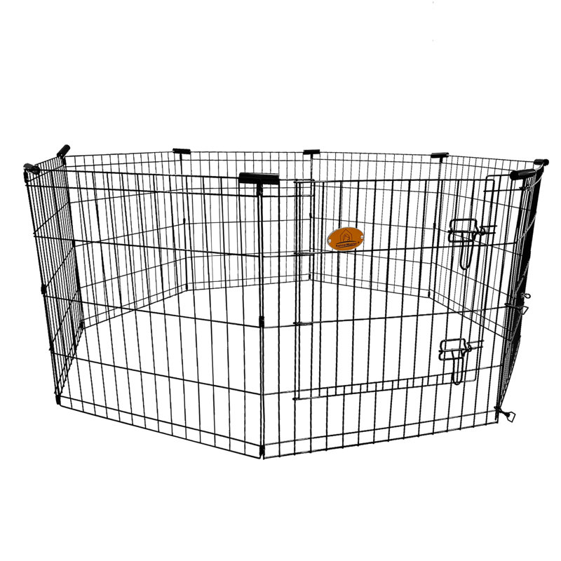 KennelMaster Black Vinyl-Coated Steel 8-Panel Exercise Playpen
