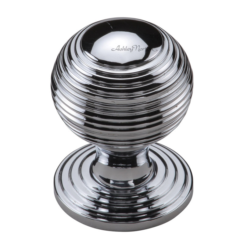 Poignée Reeded sur rose, Chrome poli