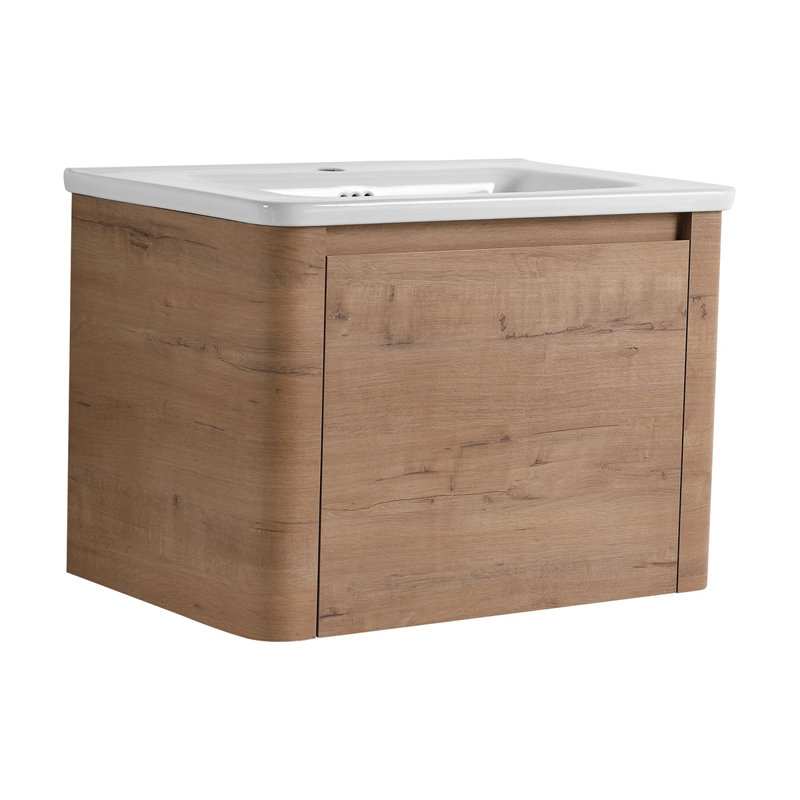 Meuble-lavabo mural 28 po avec lavabo en céramique et 1 porte à fermeture en douceur, contreplaqué