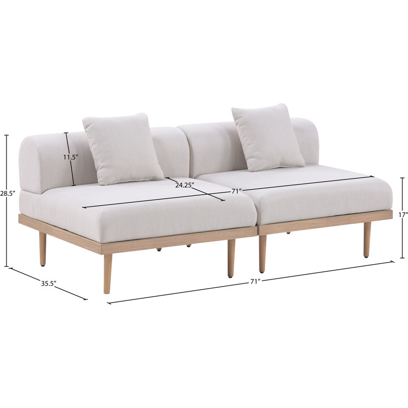 Causeuse modulaire d'extérieur résistante à l'eau en oléfine 71 po Madeleine, Beige