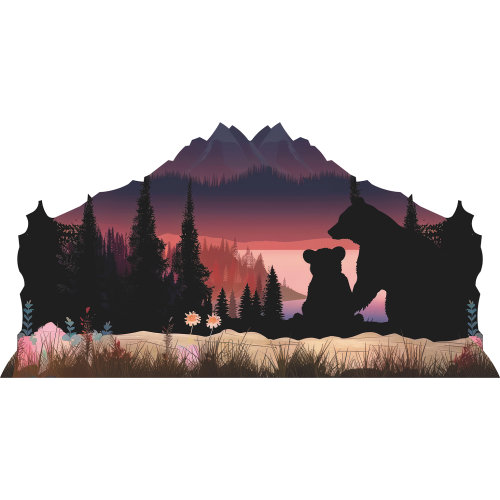 SP13242 «Wild Life Forest Bear Tree», silhouette de paysage en carton découpé debout