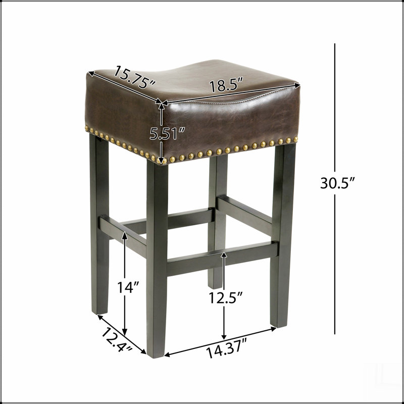30-inch Backless Brown Leather Counter Stool (Set of 2)