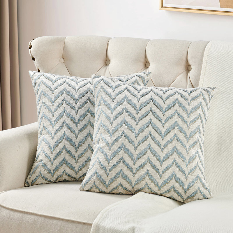 Housse de coussin en jacquard Arusha, Bleu clair