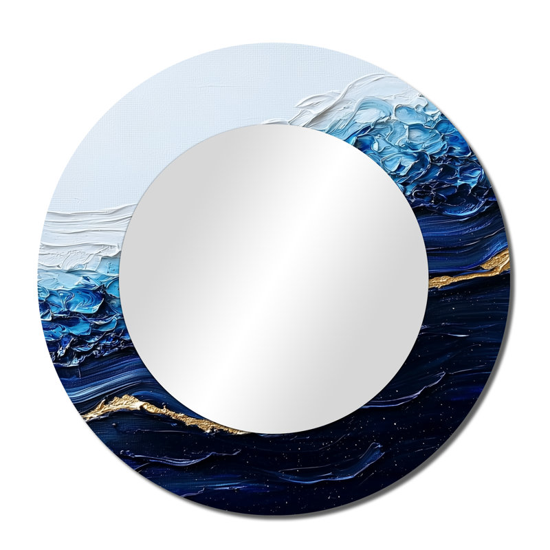 Abstrait aqua abstrait de l'inconnu - Art mural miroir moderne - imprimé sur métal, 36 po x 36 po