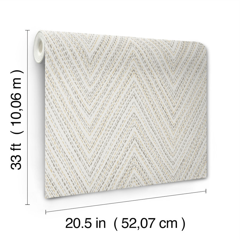 Lainey Green Stitched Chevron Wallpaper, Gray