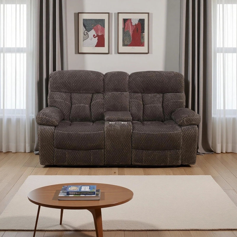 Canapé inclinable en microfibre brun foncé