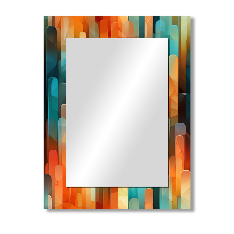 Deba Popart abstrait Popsicle Parade - miroir rayé, miroir mural décoratif moderne, impression d'art en métal, 40 po x 30 po