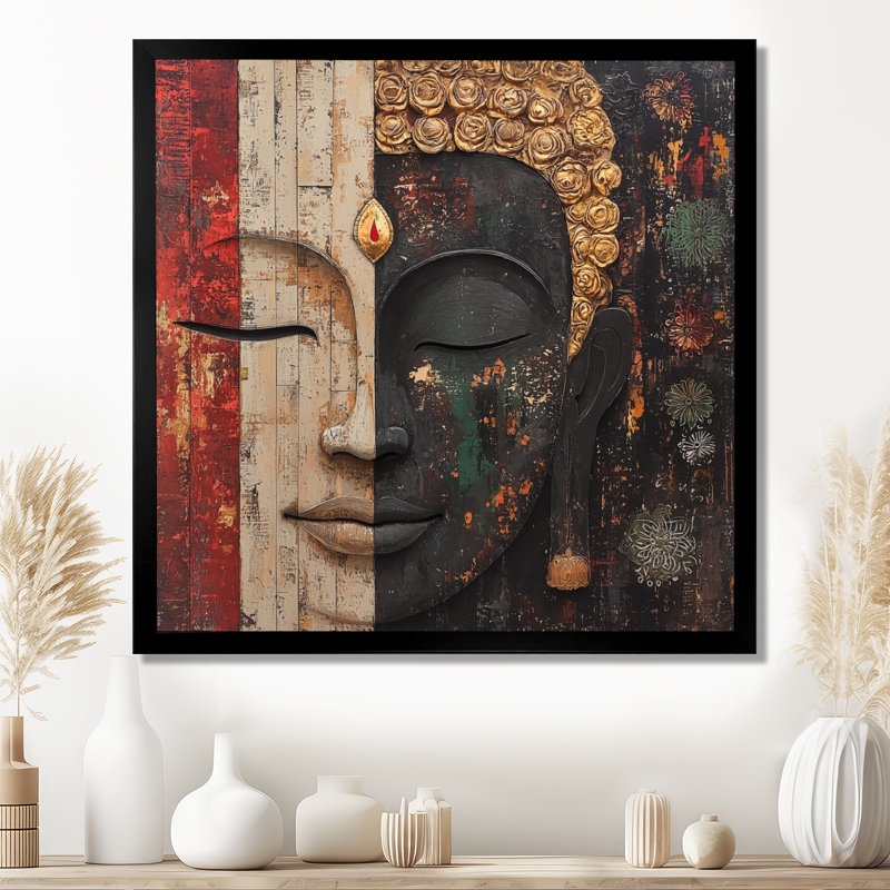 Buddha Whispering Path Of Buddhism I - Art mural impression bouddhiste, H 36 po x l 36 po, Noir