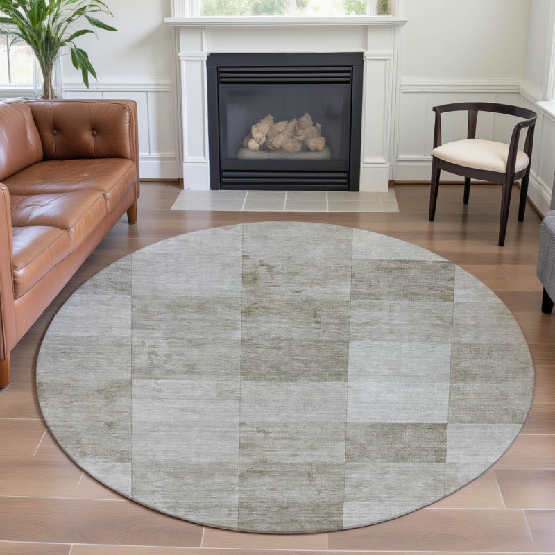 Premium Machine Washable Alijah AMF1255 Geometric Rug, Round 8'