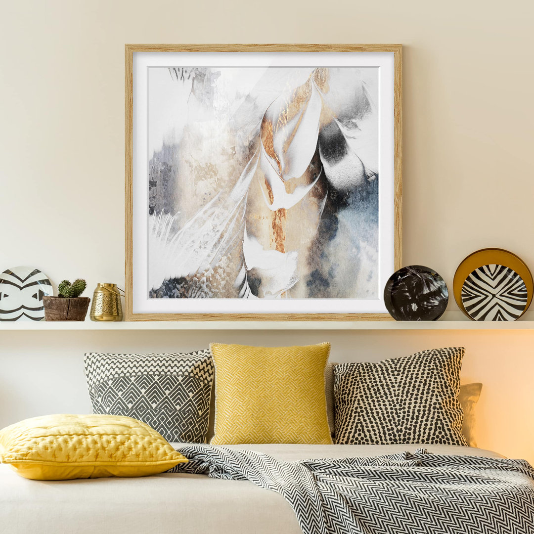 Gerahmtes Poster Golden Abstract Winter