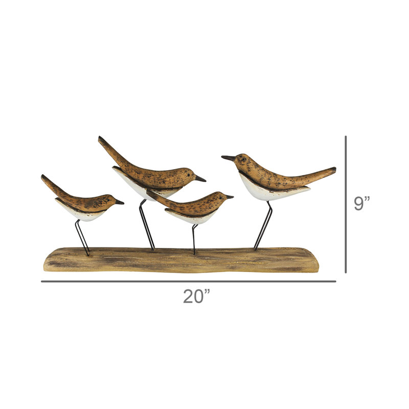 Oiseaux de tunis, groupe de 4, bois
