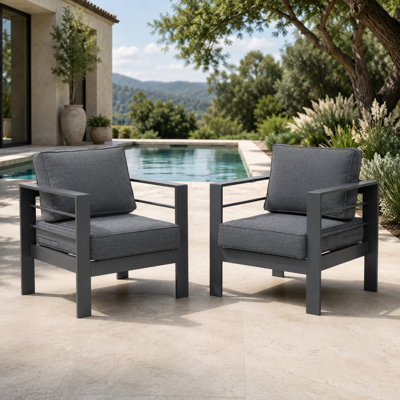 Ensemble de 2 fauteuils de patio en aluminium pour l'extérieur avec fauteuil club