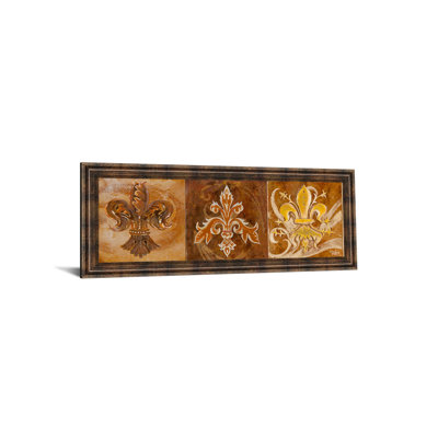 Fleur De Lis Trio Wall Art - 18" x 42" - Dark Chocolate Frame