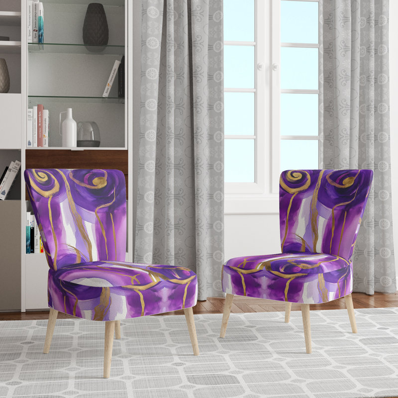 Mettalic II - Chaise d'appoint rembourrée Glam, Mélange de polyester mauve