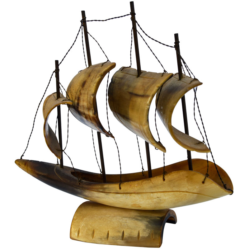 Mid-century Handcrafted Horn Ship