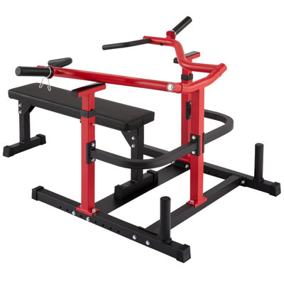 Red Plate Loaded Chest Press Machine with Detachable Flat Weight Bench, Independent Iso-Lateral Converging Arms & Silent Smooth Bearings, Heavy Duty Bench Press Rack