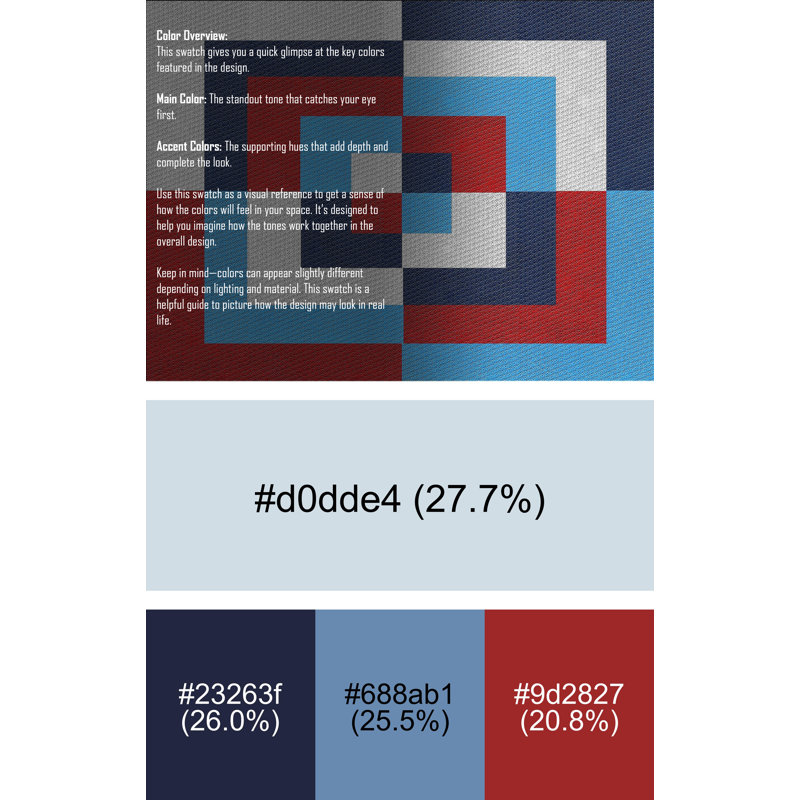 Laine tissée à la machine abstraite et polyester bleu/rouge/gris Tapis décoratif, Rectangle 5 pi x 7 pi