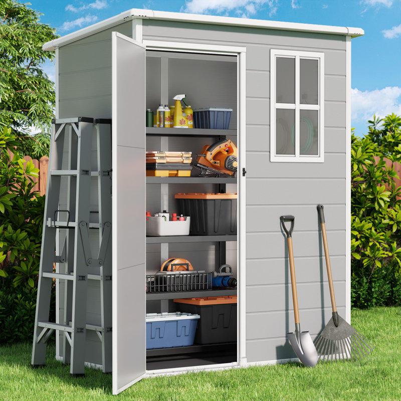5ft x 3ft Gray Resin Outdoor Storage Shed with Windows