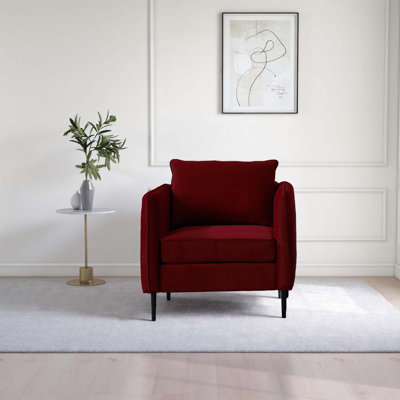 Chaise rembourrée en velours moderne - une chaise avec accoudoirs convenant au salon ou à la chambre à coucher avec coussins moelleux