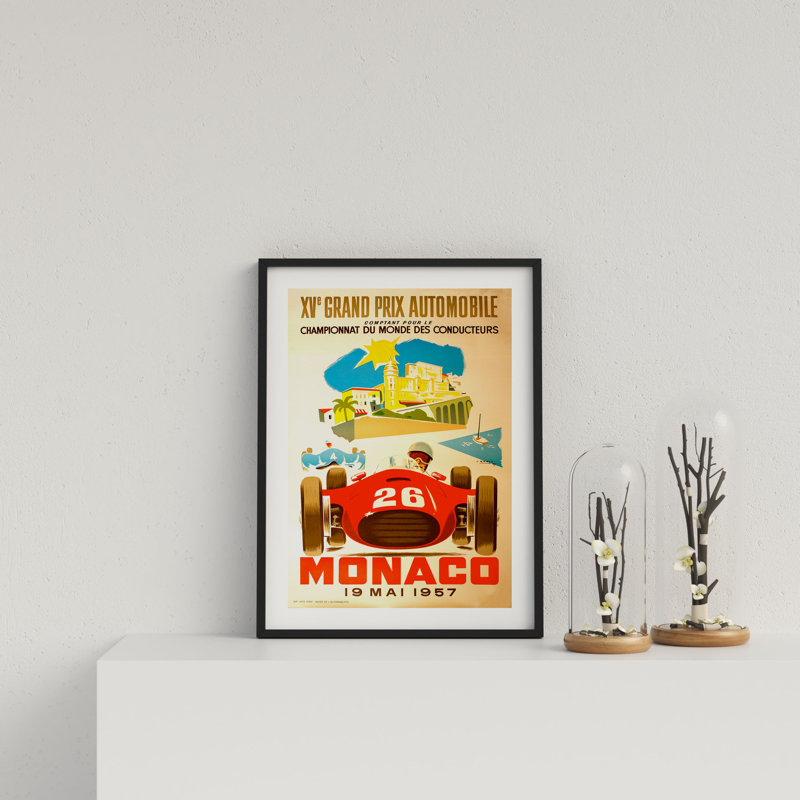 Retro Motor Racing Monaco GP 1957 by Vouvart - Single Picture Frame Print