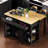 Black Kitchen Island With 13.8"X41.7" Table, Internal Storage, Storage Drawers, Power Supply, 6+2 Wheels, For Use 47.2" X 19.7" Cabinet, Extendable Dining Adjustable Shelves, Mobile And Stationary-1066841977