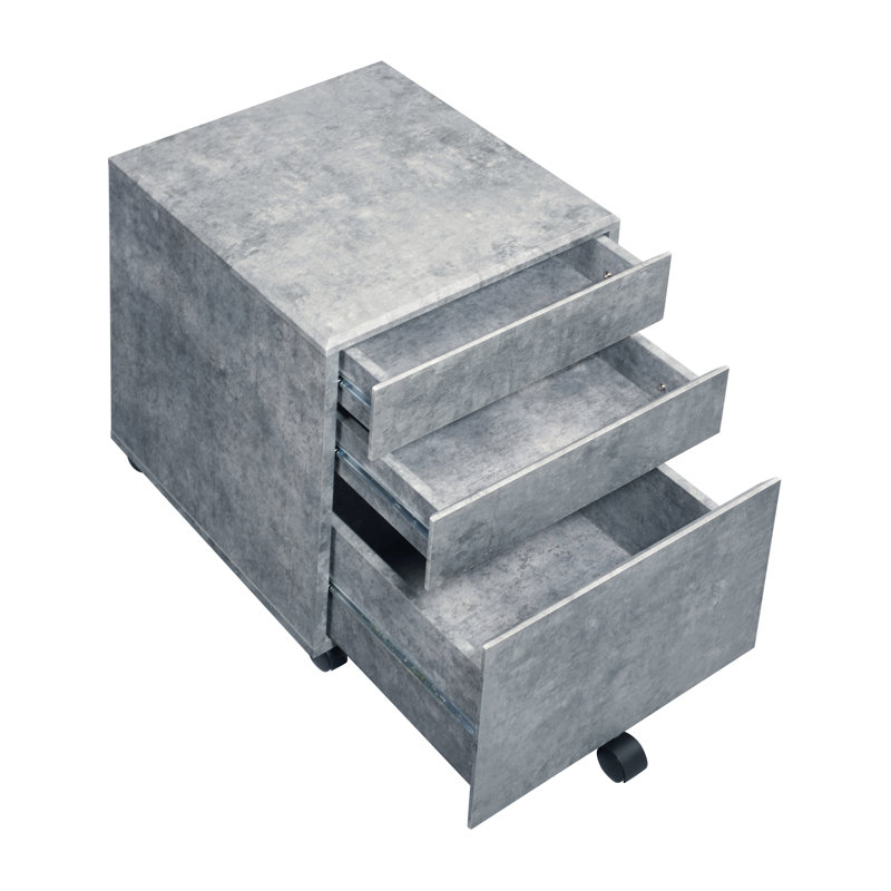 Rotem 16.5'' Wide 3 -Drawer Mobile File Cabinet, Faux Concrete